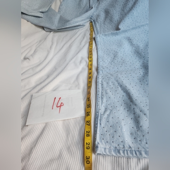 H&M RHINESTONE Embellished Denim Pants Light Denim Blue BNWT - Picture 10 of 16